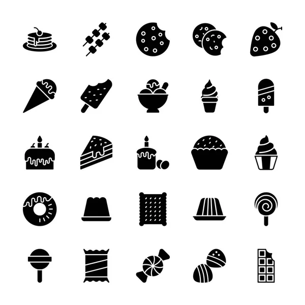 Fast Food Glyph Icons Set — Stock Vector