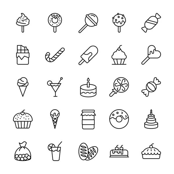 Tasty Food Line Icons Pack — Stock Vector