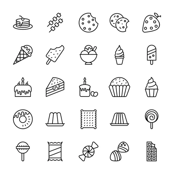 Set Iconos Línea Comida Rápida — Vector de stock