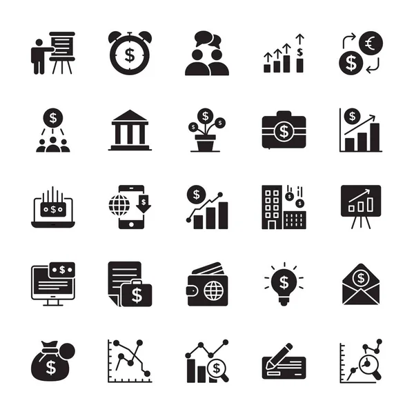 Financial Glyph Vector Icons — Stock Vector