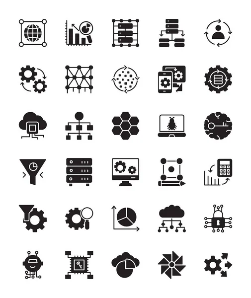 Iconos Vectores Glifos Inteligencia Artificial — Vector de stock