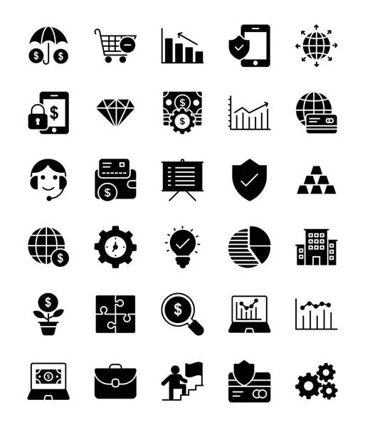 Pagamento Online Glyph Icons Pack —  Vetores de Stock