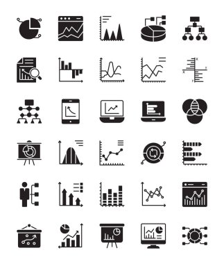 Infographics glif vektör simgeler 