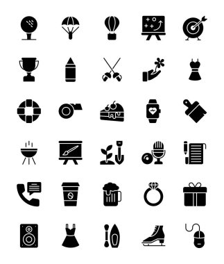 Eğlence faaliyetleri glif Icon pack 