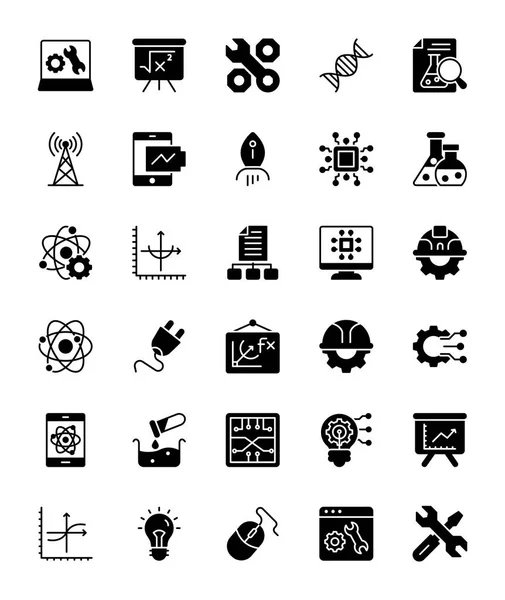 Information Technology Glyph Vector Icons — Stock Vector
