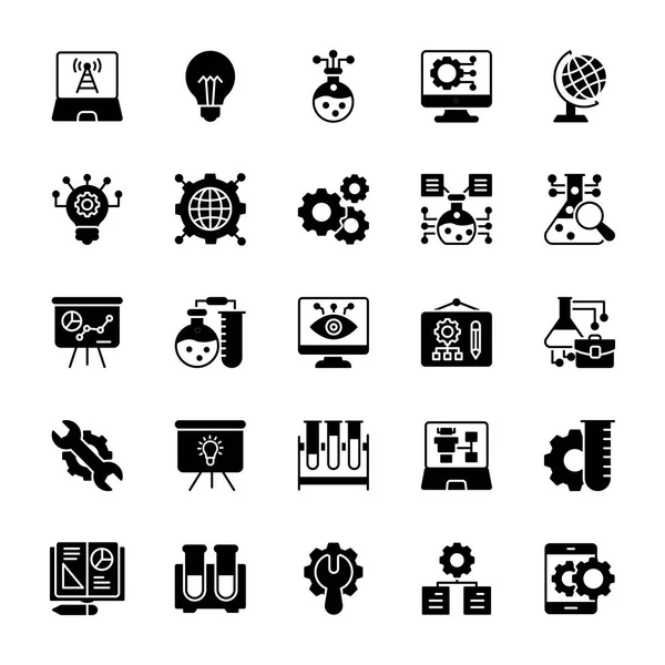 Stem Elements Glyph Vector Icons — Stock Vector