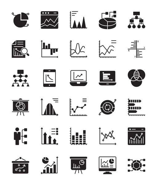 Infographics Glyph Vector Icons — Stock Vector