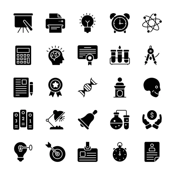 Education Glyph Vector Icons — Stock Vector