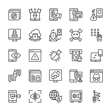 Siber suç hattı Icons Set 