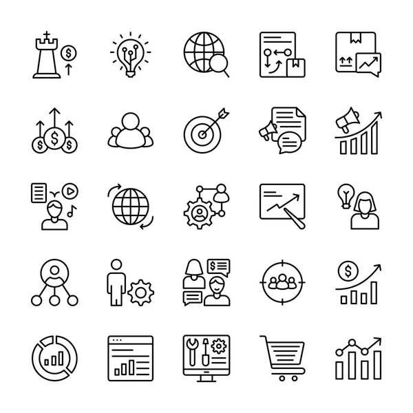 Marketingplan Icons Packen — Stockvektor