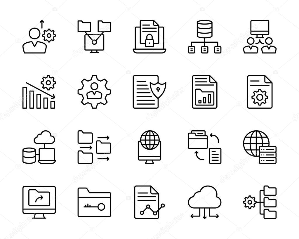 Data Organization Line Icons