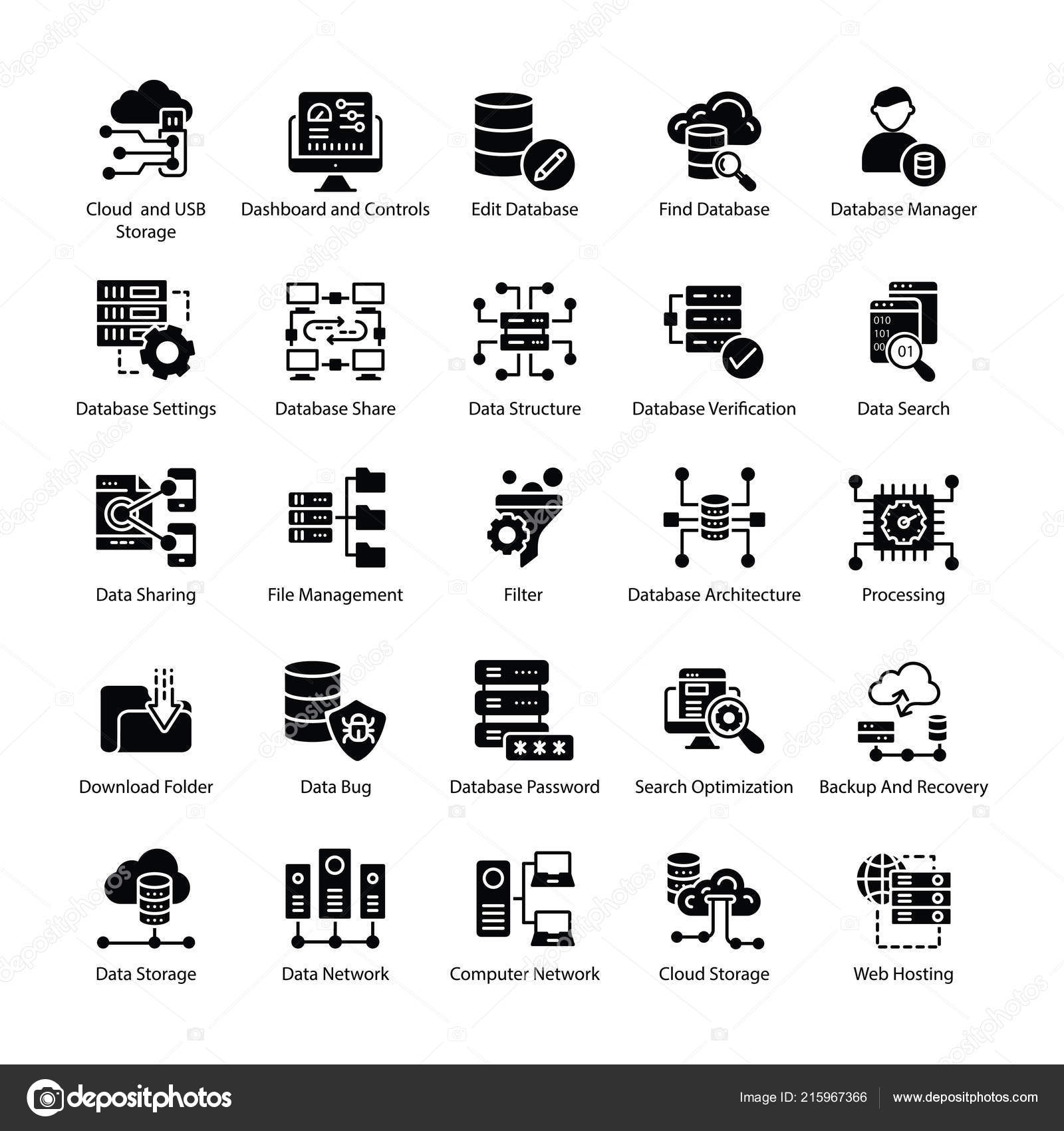 Database Schema Icons Set Stock Vector by ©prosymbols 215967366