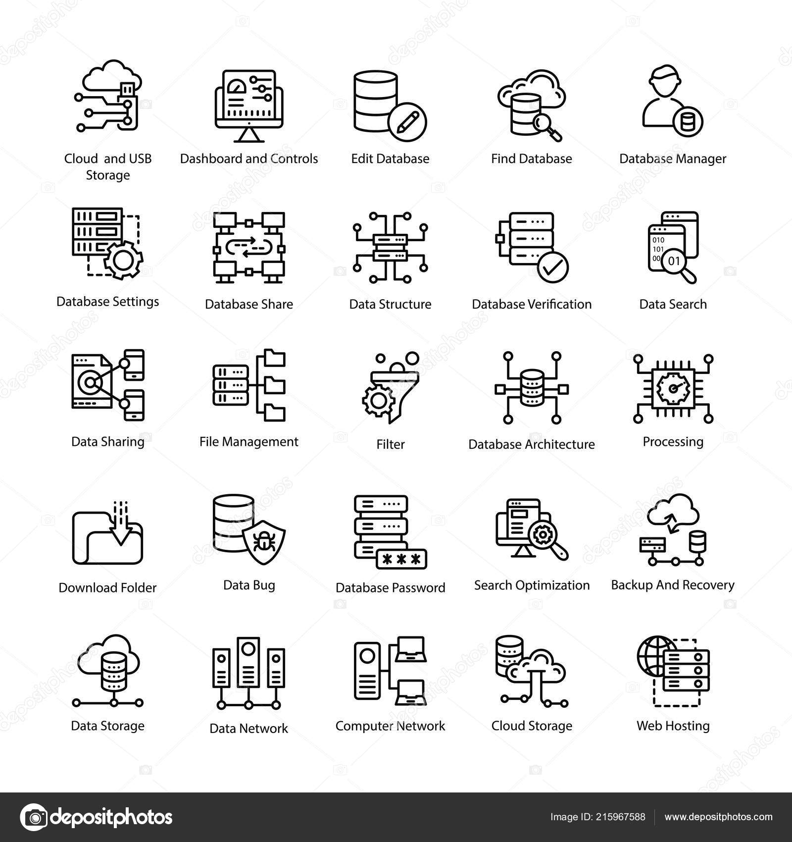 Database Schema Icons Set Stock Vector by ©prosymbols 215967588