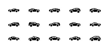 Motorlu taşıtlar katı simgeler 