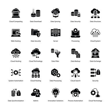 Cloud Computing glif Icons Set 