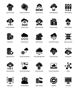 Cloud Computing glif Icons Set 