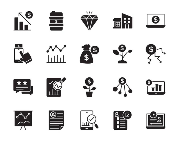 Financial Investment Glyph Icons — Stock Vector