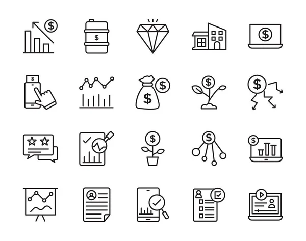 Financial Investment Line Icons — Stock Vector