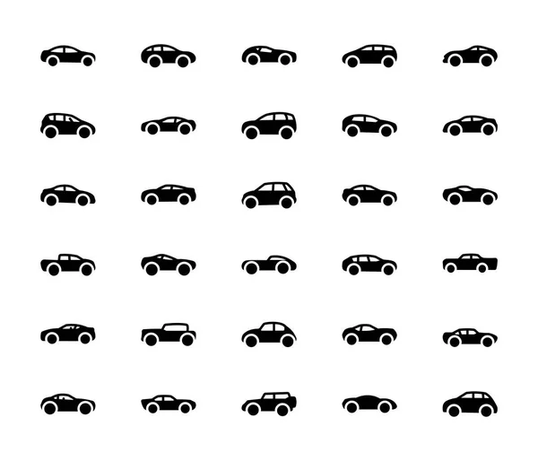 Iconos Vectores Sólidos Del Coche — Vector de stock