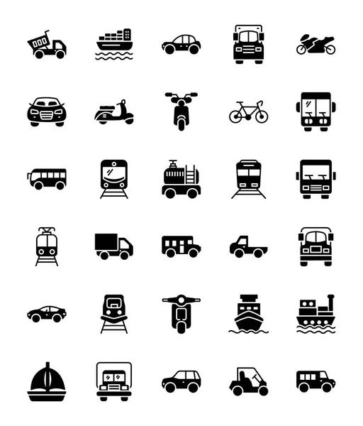 Transportation Glyph Vector Icons — Stock Vector