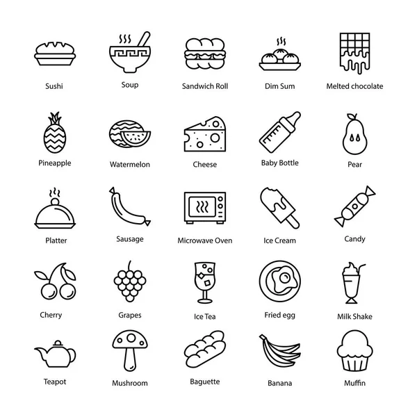 Set Icoane Linie Alimentară — Vector de stoc