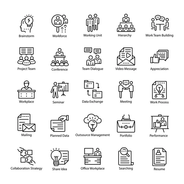 Glifo Del Lugar Trabajo Vector Iconos — Archivo Imágenes Vectoriales