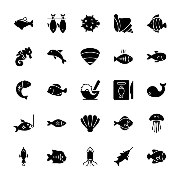 Sea food glyph icon — Stock Illustration Sea Food Glyph Icon Royalty Free Stock Illustrations