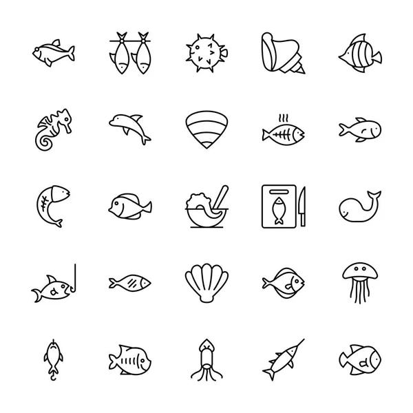 Sea food glyph vector — Stock Illustration Sea Food Glyph Vector Stock Illustration