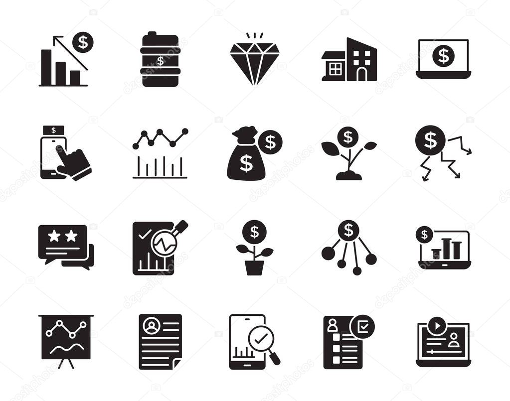 Financial Investment Glyph Icons 