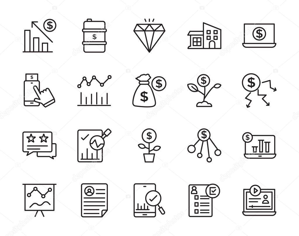Financial Investment Line Icons 