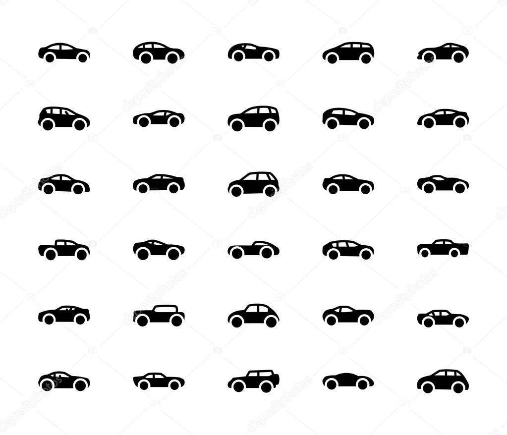 Car Solid Vector Icons 