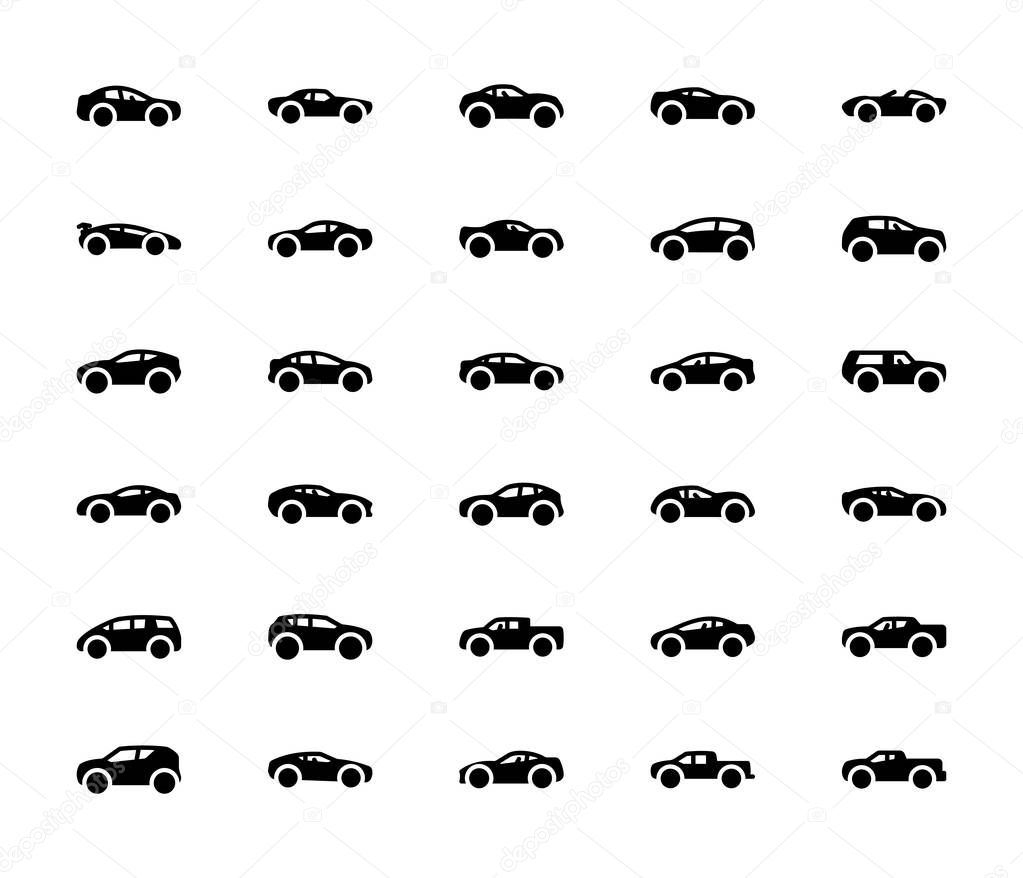 Pack of Solid Car Icons 