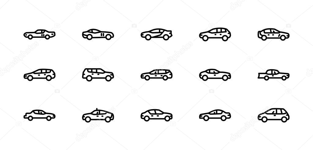 Motor Vehicles Line Icons 