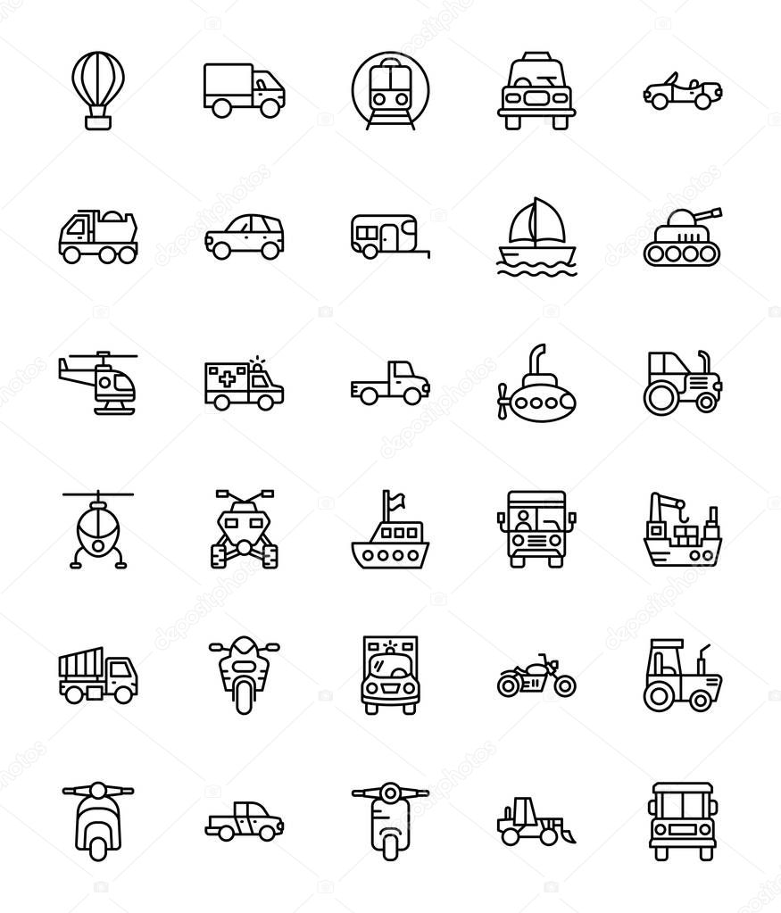 Vehicle Line Vector Icons