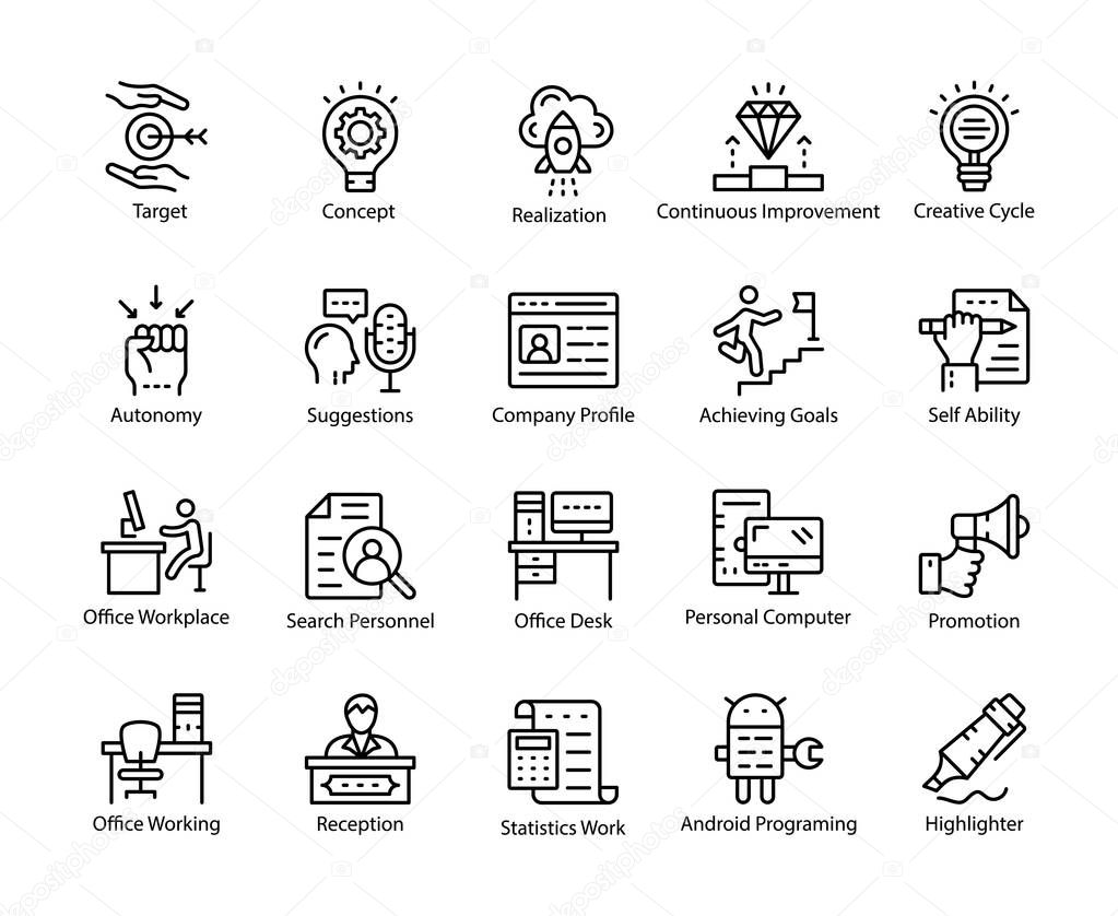 Workplace Glyph Vector Icons 