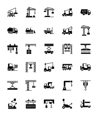 Industrial Cranes Solid Icons  clipart
