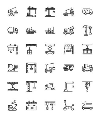 Industrial Cranes Line Icons  clipart