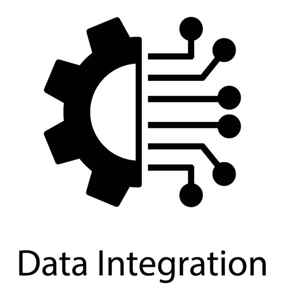 Icono Integración Datos Fondo Blanco — Vector de stock