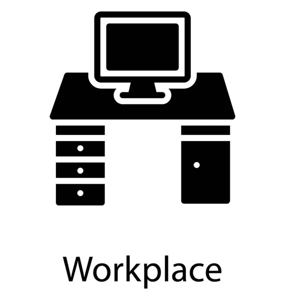 Configuração Trabalho Escritório Mesa Trabalho — Vetor de Stock