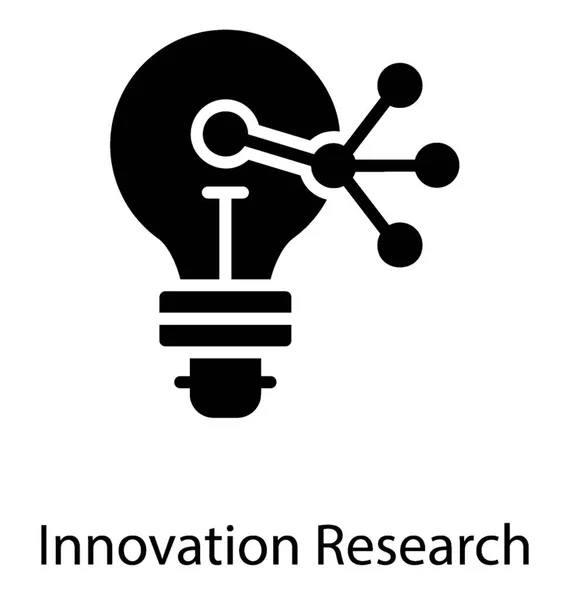 Una Bombilla Diseñada Para Presentar Investigación Sobre Innovación — Vector de stock