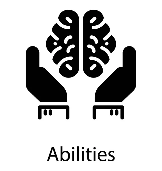 Hand Haltendes Gehirn Zeigt Fähigkeiten — Stockvektor