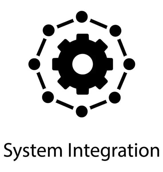 システム統合の接続システム概念と歯車 — ストックベクタ