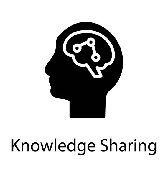 Person Elements Brain Showing Knowledge Sharing — Stock Vector