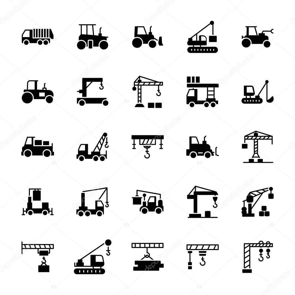 Crane and Lifting Machine Icons 