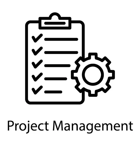 Clipboard Gear Presenting Project Management Concept — Stock Vector