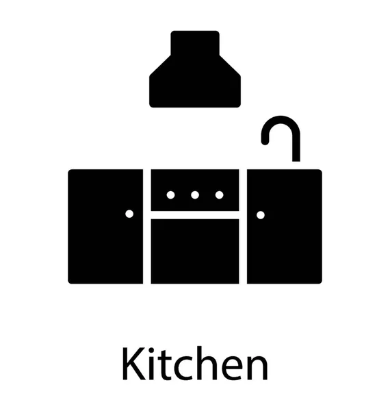 Spüle Mit Schränken Mit Küchenzubehör Zum Kochen — Stockvektor