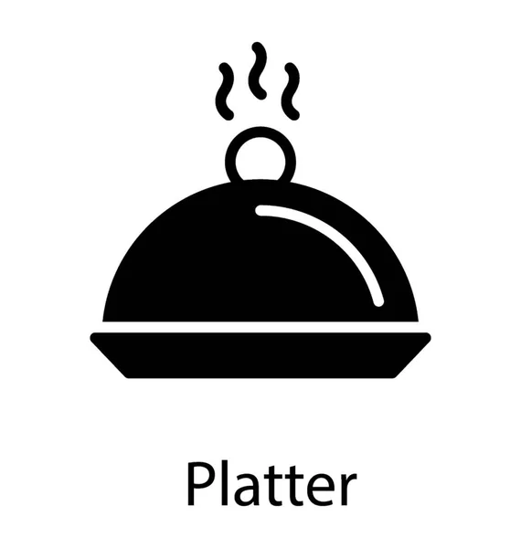 Plato Catering Útil Mientras Sirve Comida — Vector de stock