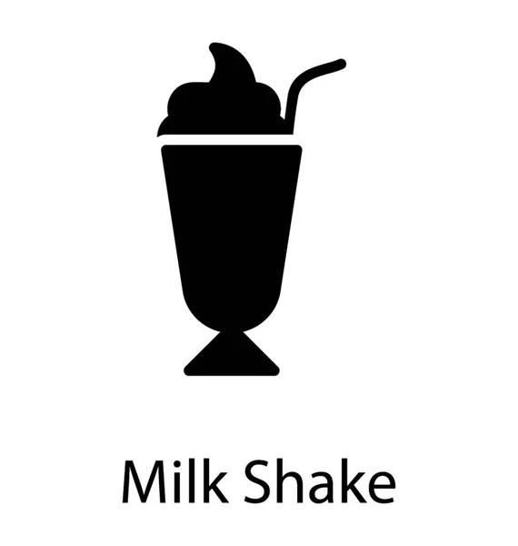 Kaca Dengan Jerami Dan Jus Buah Adalah Milkshake - Stok Vektor