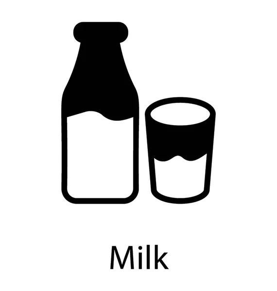 Упакована Пляшка Склом Показує Значок Молока — стоковий вектор