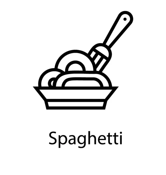 Talerz Spaghetti Widelec Pokazuje Chińskie Jedzenie — Wektor stockowy